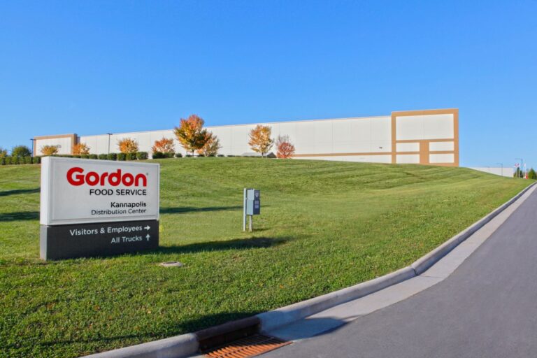 Gordon Food Service Kannapolis Distribution Center with sign and building.